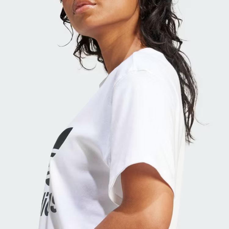 Adidas Originals Alphabet Logo Print Crew Neck Short Sleeve T-Shirt With Drop Shoulders Women Tops White IR9534