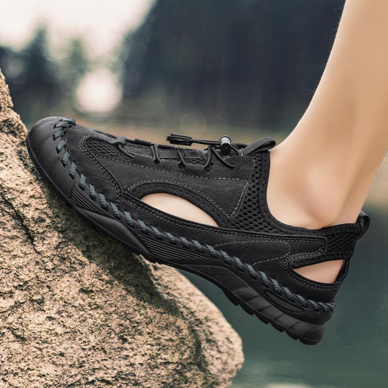 Breathable soft sole casual summer men's non-slip sandals beach shoes outdoor 2025 driving shoes men's wear-resistant