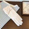 Bow Decor Winter Warm Gloves Polyester Fleece Lined Cycling Gloves  Cold Weather