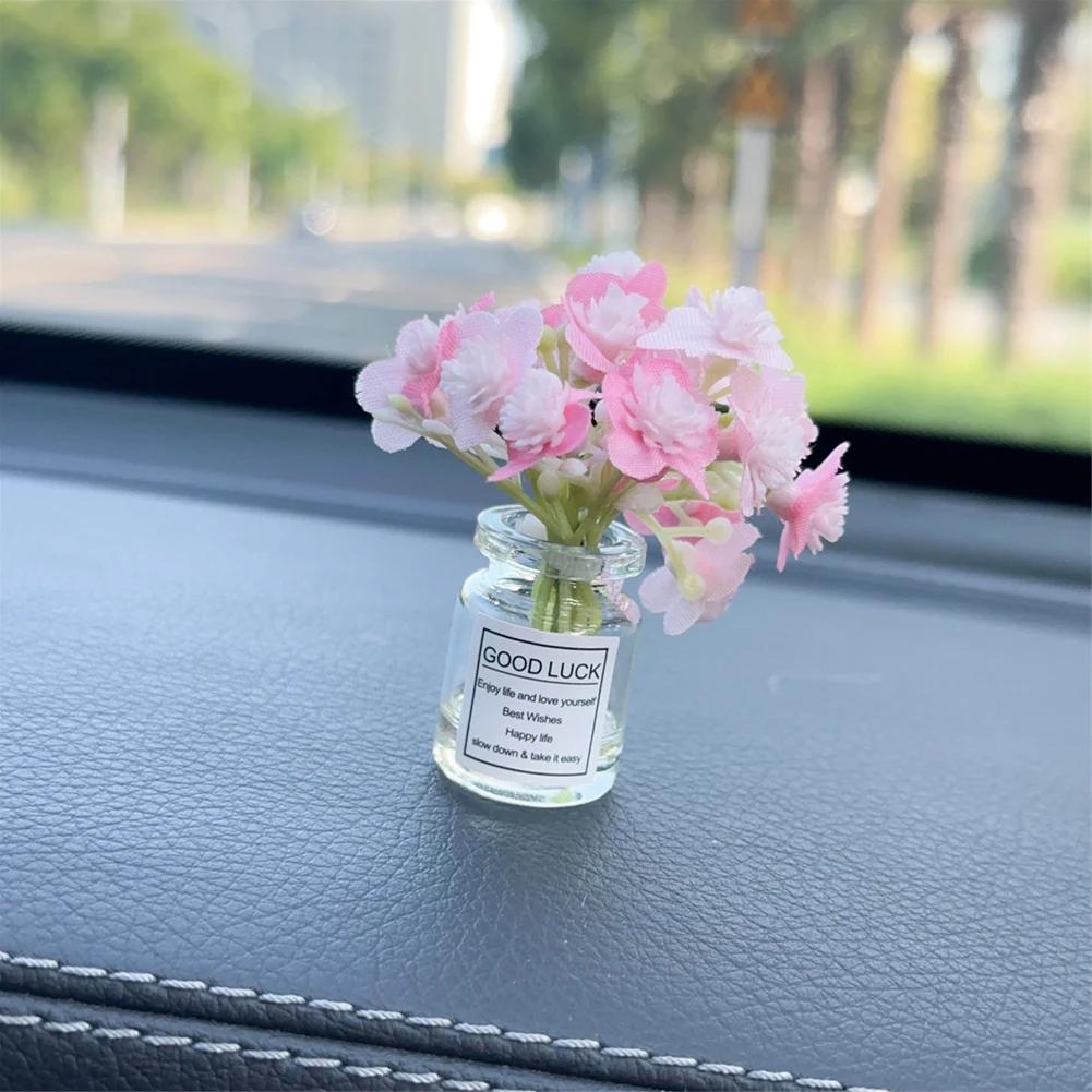 Mini Sakura Lavender Jasmine Car Ornaments Center Console Ornaments Vibrant Flowers Vase Glass Vase Micro Landscape For Gifts