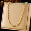 18K Gold Plated Oval Bead Link Chain Necklace, Dainty Rice Bead Station Choker for Women, Trendy Daily Jewelry