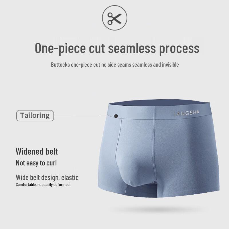 Langsha Men's Modal Ice Silk Seamless Boxer Briefs 3-Pack