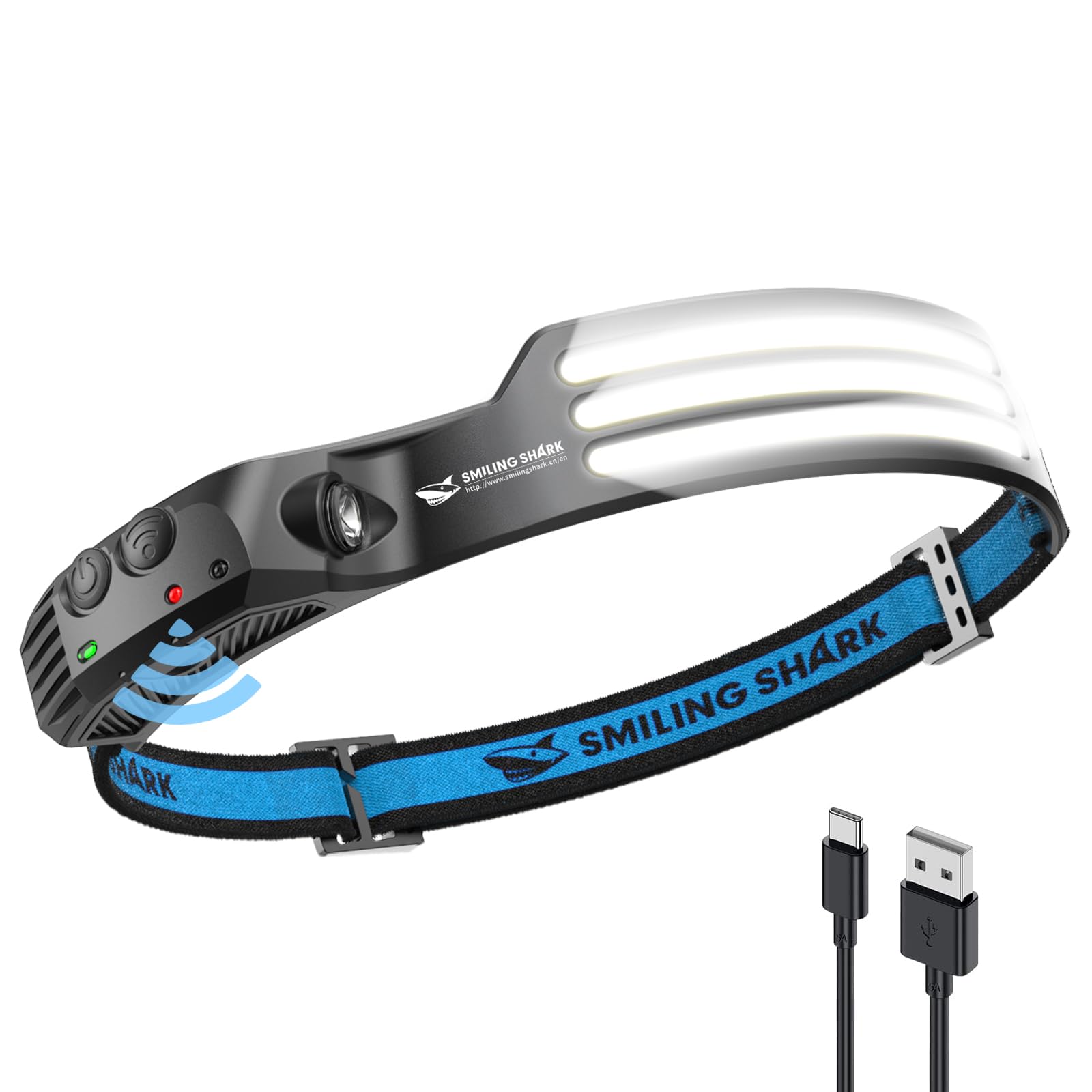 

Посміхнена акула Акумуляторна LED PSE Біле світло USB 3x Яскравіша Зовнішня Ширококутний Фокусований IPX4 Водонепроникний та 8 Годин Безперервної Роботи Ідеально для Живлення білий