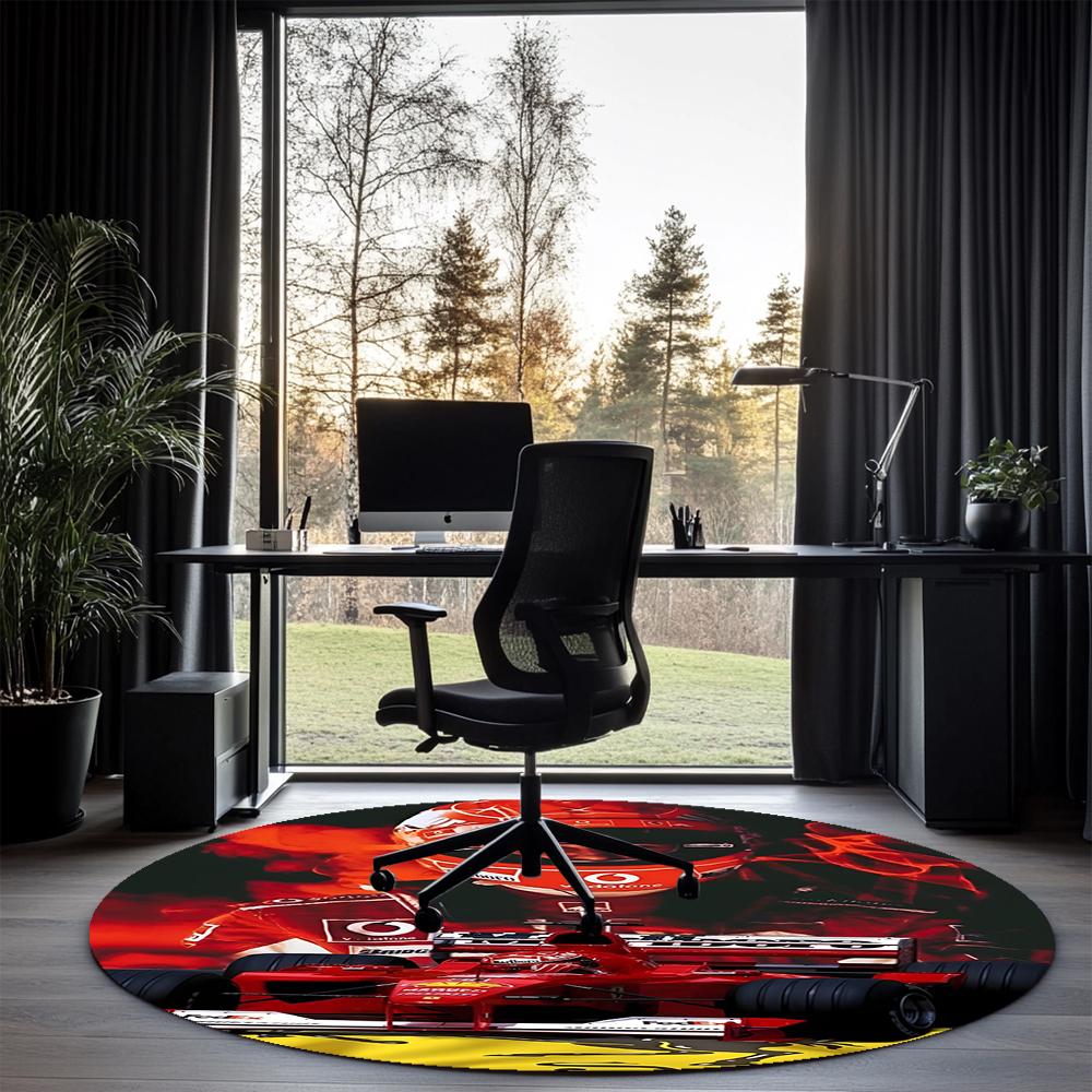 Michael Schumacher Printed Round Rug Carpet Chair Rug Area Rug Entryway Doormats,for Office Chair Living Room Bedroom Kitchen Room.