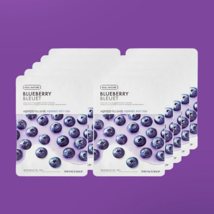 The Face Shop Real Nature Blueberry Sheet Mask (20 G / 1 Pc, 10 Pcs / Box)