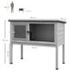 Raised Outdoor Wooden Rabbit Hutch with Opening Roof and Removable Tray, 84x43x70cm, Grey