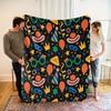 A Comfortable Party Theme Fleece Blanket Perfect Gift Soft High-Definition Digital Print Black Base with Colorful Balloons Masks