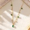 Emerald Water Drop Necklace: French Retro, Luxury Gold, Artistic Square Clavicle Chain for Women.