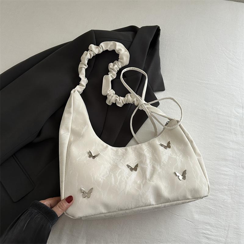 Butterfly Large-Capacity Bag Autumn Shoulder Armpit Bag Fashion Foreign Commuter Pleated Messenger Bag