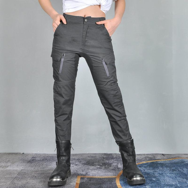 Motorcycle Four-season Anti-drop Riding Pants, Retro Casual Breathable High-waisted Female Knight Locomotive Anti-drop Pants