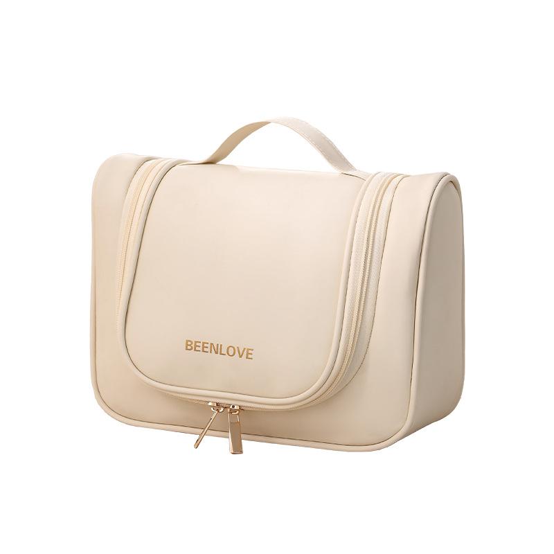 Hanging Fashion Cosmetic Case Waterproof Makeup Bag Zipper Closure Soft Handle Durable Large Capacity Pouch with Hook