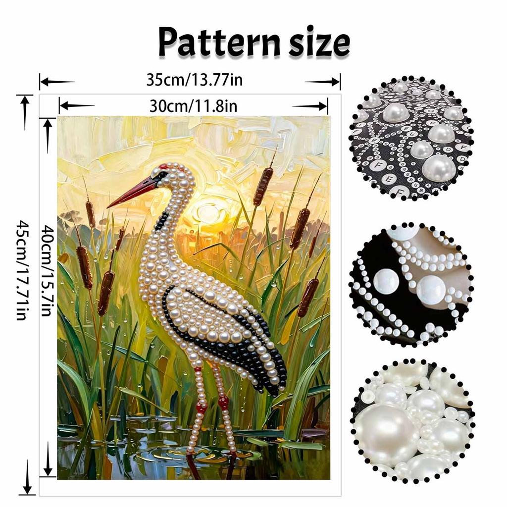 Crane pearl painting handmade DIY 5D creative ornaments living room home decoration painting