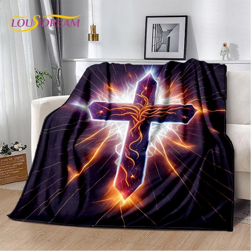 New 3D Pray Holy Bible Cross Jesus Soft Blankets,Keep Warm Throw Blanket Comfortable Blanket for Picnic Beds Sofa Home Bedroom