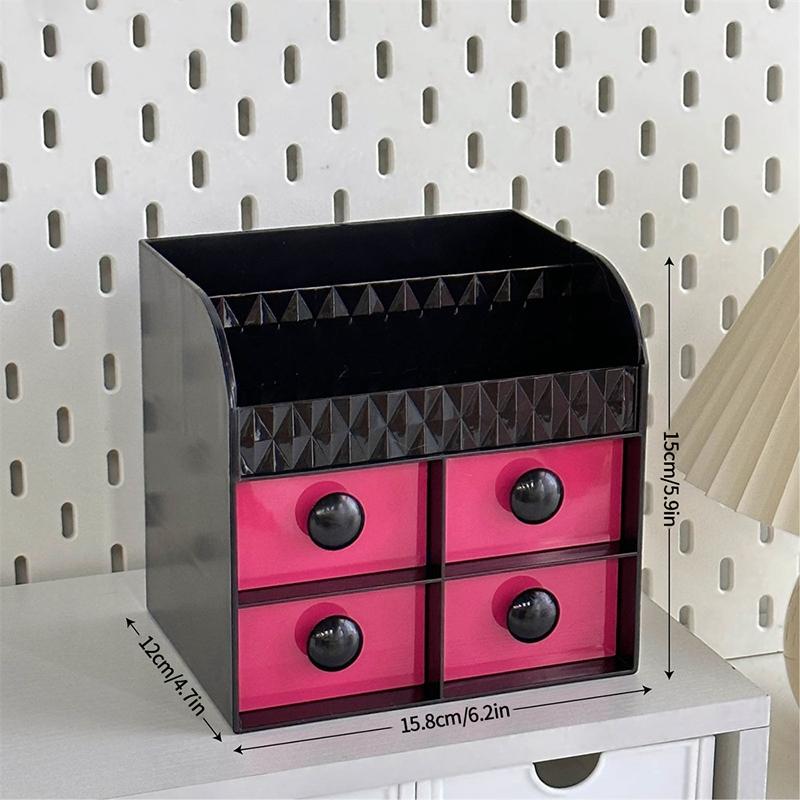 

Милый настольный ящик для хранения, большая вместительная коробка для хранения косметики, органайзер для макияжа, многоцелевой детский канцелярский чехол для ручек чёрный