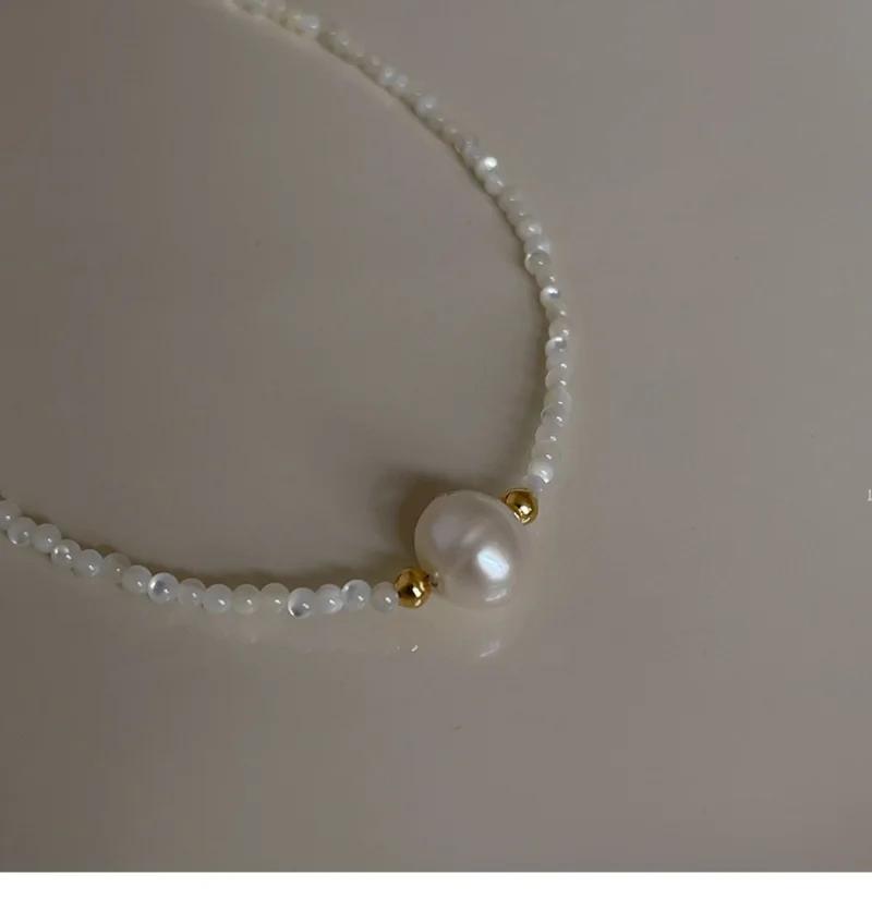 Women Natural Freshwater Pearl White Shell Strand Choker Necklace Elegant Wedding Party Gift Jewelry