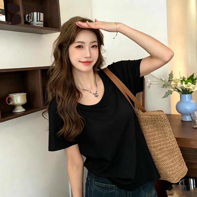 

Bieyu Women s U-Neck Effortlessly Chic Short Sleeve T-Shirt L