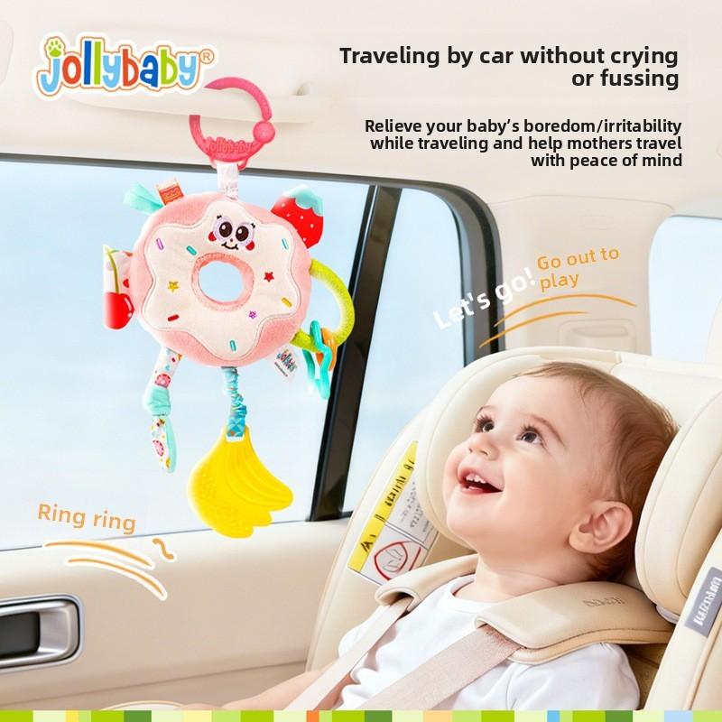 Plush Baby Car Seat Pendant With Rattle For Infant Sensory Development And Teething