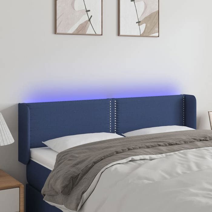 VidaXL Tête de Lit à LED Meuble de Chambre à Coucher Accessoire de Lit Double Tête de Cadre de Lit Intérieur Bleu 3123100