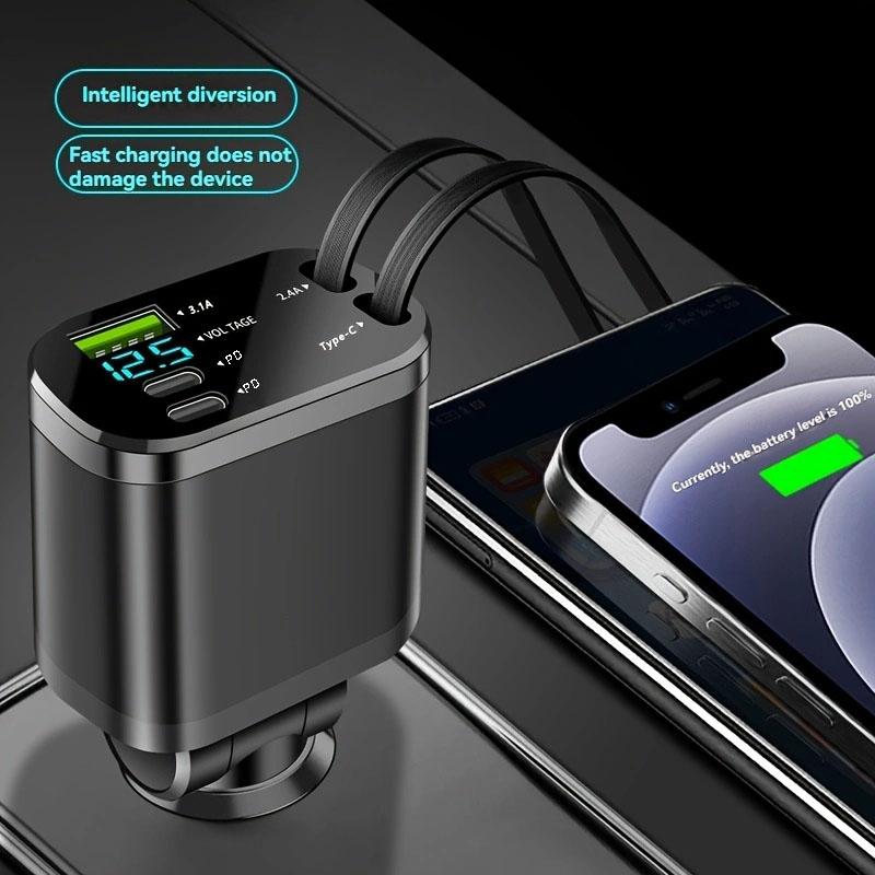 One-to-five vehicle mobile phone charger, supporting super-fast charging, with ambient light and starry sky light