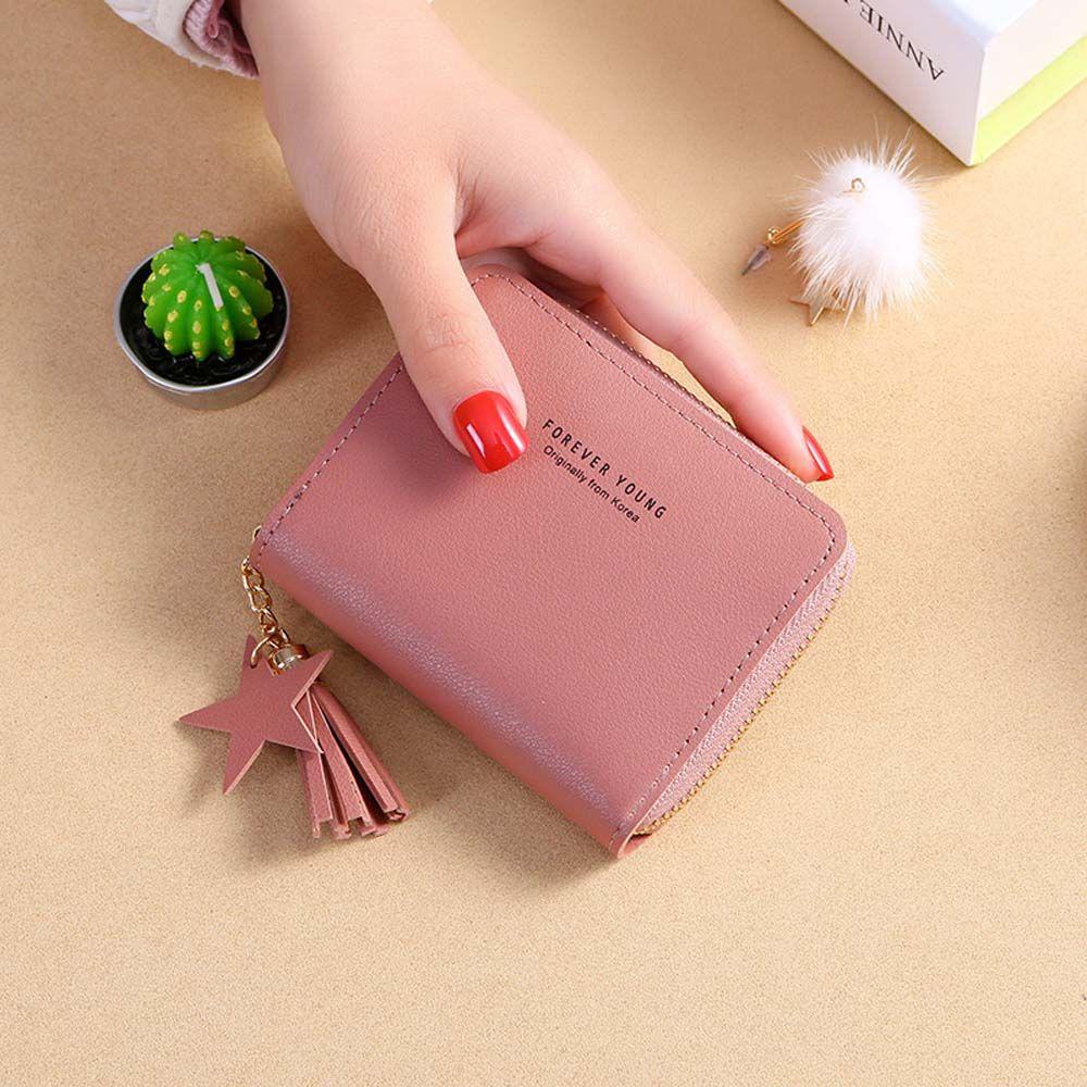 Letter PU Leather Handbag Star Tassel Card Holders Korean Money Bag Small Coin Purse Women Wallets