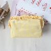 Gingham Plaid Ruffle Edge Makeup Bag Large Capacity Toiletry Bag Plaid Pattern Cosmetic Bag  Travel