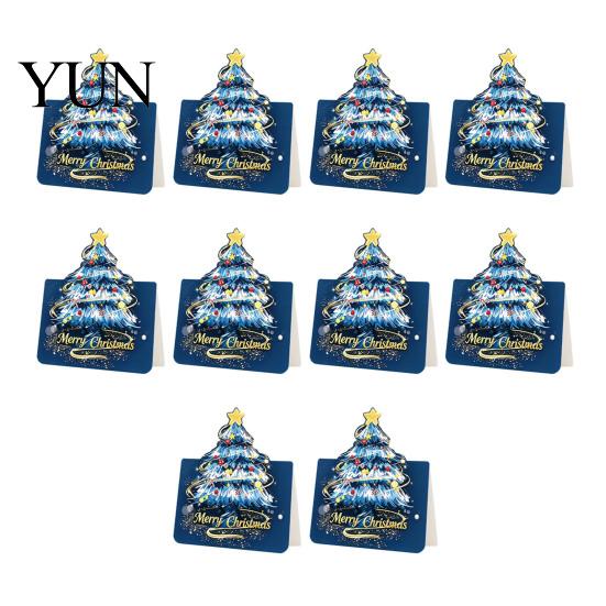 Christmas Atmosphere Decoration Cards 10 Pcs 3D Tree Greeting Cards, Holiday Postcards Decorative Bulk for New Year, Winter Xmas Party Supplies