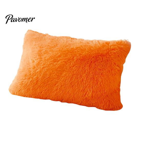 Bed Pillow Case Shaggy Faux Fur Pillowcase, Fluffy Plush Cover, Fuzzy Skin Friendly Sham Solid Color for Autumn Winter Covers