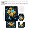 4Pcs Golden Roses And Butterflies Shower Curtain Set with Non-Slip Bath Mat, Toilet Lid Cover, Contour Rug & 12 Hooks, Bathroom Decor