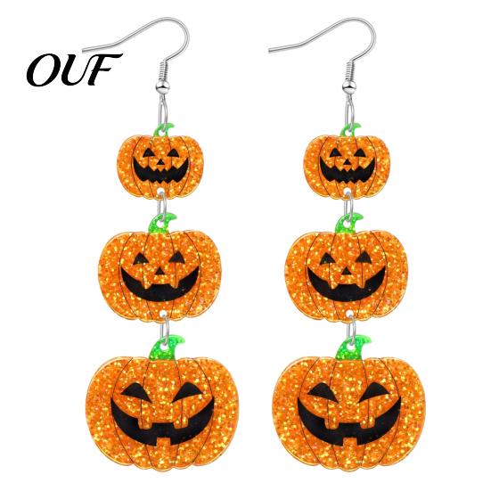 Fashionable Lightweight Earrings for Women 1 Pair Halloween Women, Acrylic Gothic Dangle Earrings, Theme Jewelry Friends Spooky Bat Pumpkin