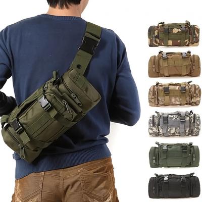 Bolsa crossbody de nylon para atividades ao ar livre, bolsa de ombro para escalada, caminhada, camping, com zíper