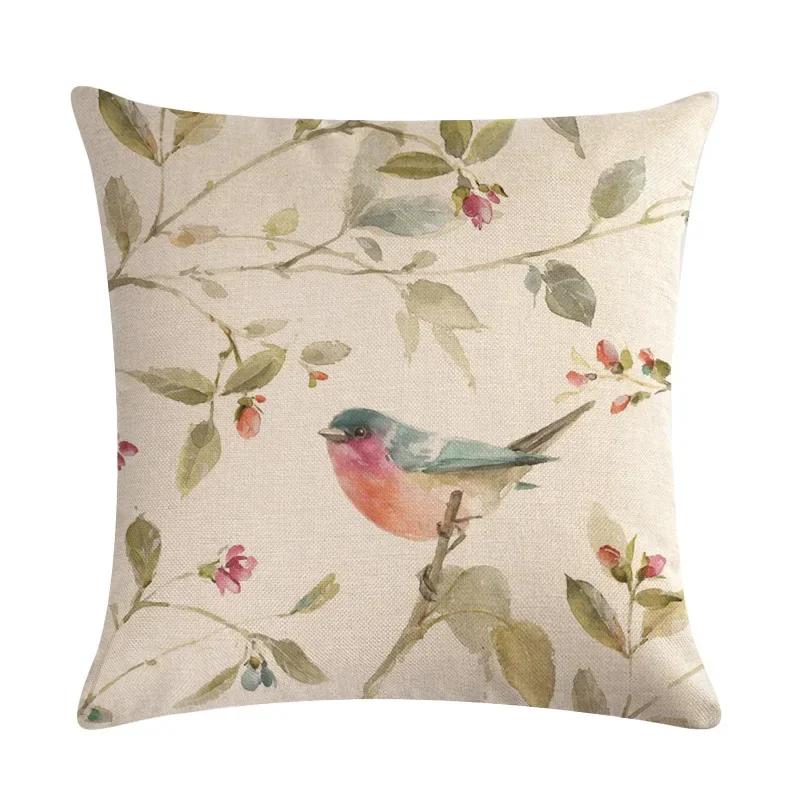 Modern Spring Paris Pillows Case Decor Home Bird Flower Pillowcase 40X40 Cm Garden Chair Pillow Pillowcases For Pillows 45X45