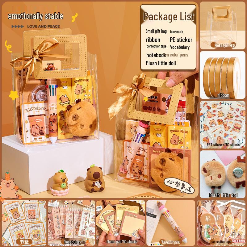 Capybara Souvenir Schreibwaren-Set - Perfektes Geschenk zum Kindertag, Geburtstag oder als Auszeichnung im Kindergarten