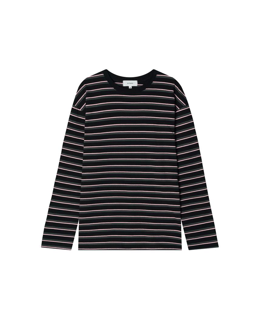 OX STUDIOS Maglia a Maniche Lunghe Multistriscia (Nero)