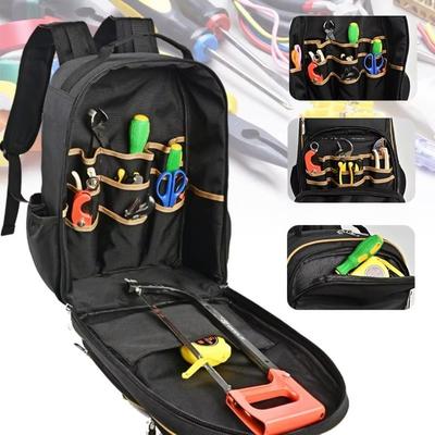 Large Capacity Heavy Duty Tool Backpack Waterproof Multi-Pocket Electrician Tool Bag Thickened Wear-resistant Tool Organizer