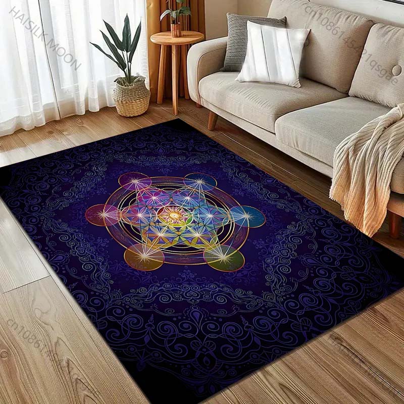 Occult Metatron's Cube Print Carpet Rug for Living Room Bedroom Sofa Doormat Decor Kids Play Home Area Rug Non-slip Floor Mat