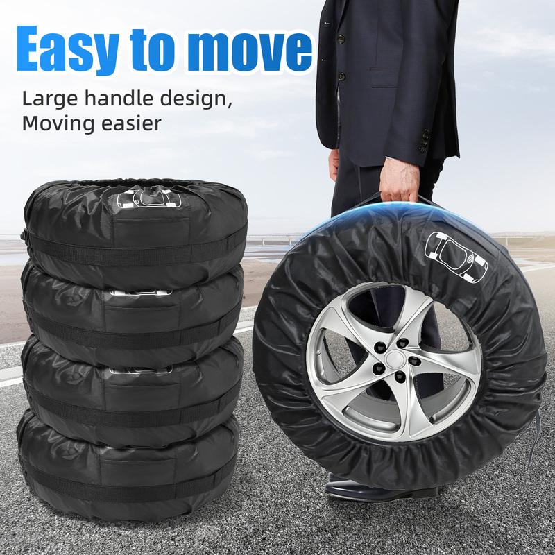 QC 4PCS S/L Size Car Spare Tire Cover Case Dust-proof Protector Polyester Auto Wheel Tire Storage Bags Vehicle Tyre Accessories