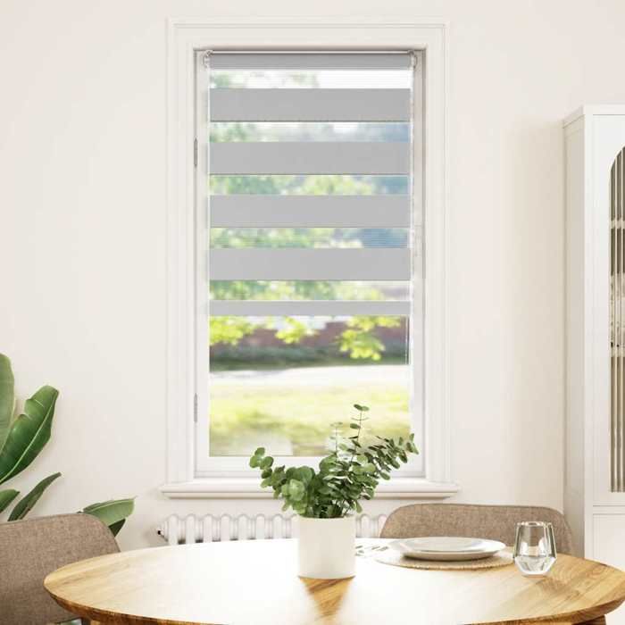 VidaXL Store zèbre gris clair largeur du tissu 60,9 cm polyester, store à enrouleur zébré, store zébré pour fenêtre, store 4014436