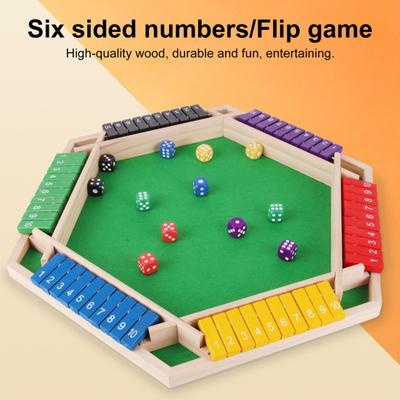 Shut The Box Board Game with 12 Dice Educational Dice Strategy Game 2-6 Players Kids Adults Family Night Party Interactive Wooden Close The Box Toy