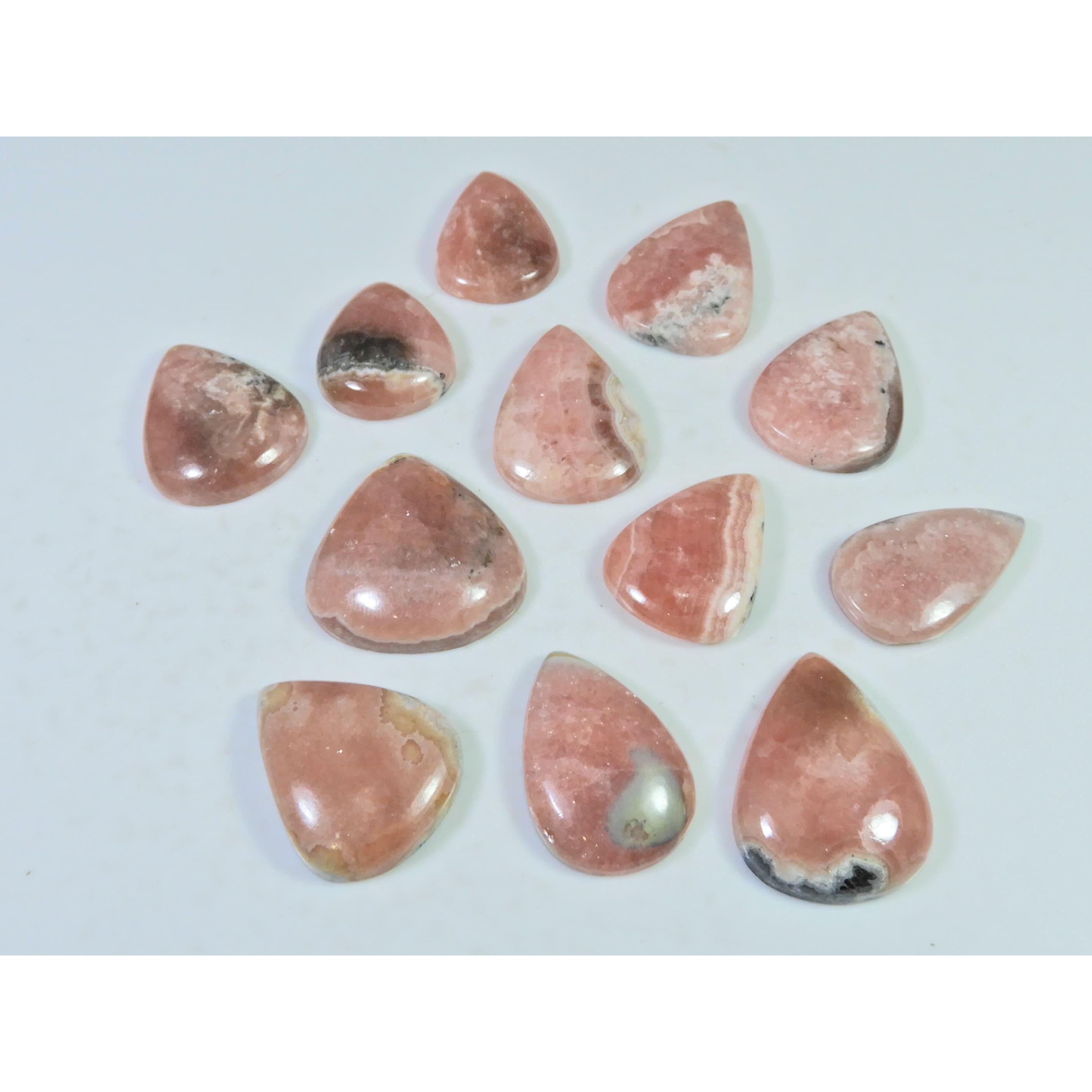

20-25MM 278Cts. Natural Rhodochrosite Pear Cabochon Loose Gemstone 12Pcs Lot C-889