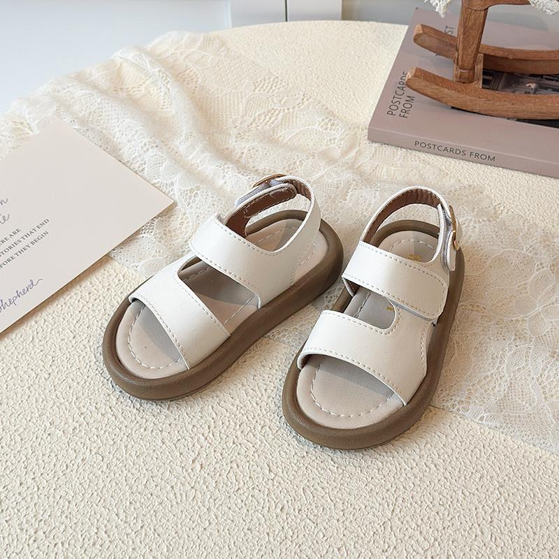 Girls' New Style Flip-flops for Casual Wear, Boys' Magic Fastener Soft-soled Beach Shoes