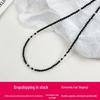925 Sterlingsilber Schwarzer Achat Perlenkette, Koreanischer Stil Choker für Frauen