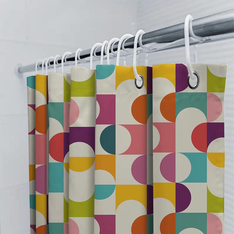 Colorful Geometric Shower Curtain Modern Bath Decor For Home Size Customizable