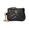 Gucci GG Marmont Series Marmont Gold Logo Zipper Leather Key Pouch Coin Purse Women pouch Black White 698787-UM8ET-9063