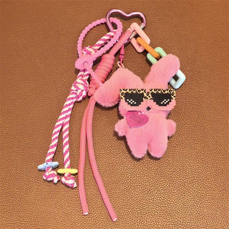 Cute Rabbit Plush Pendant,Fashionable Versatile Cute Girls Bag Student Cartoon Design,Mobile Phone Car Key Bag Charm