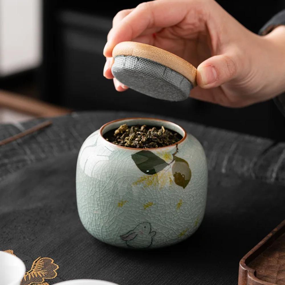 Barattolo Europeo in Ceramica con Coperchio Fiori Dipinti a Mano per Decorazione Tavolo Contenitore Ermetico per Tè Dispenser per Cereali da Cucina