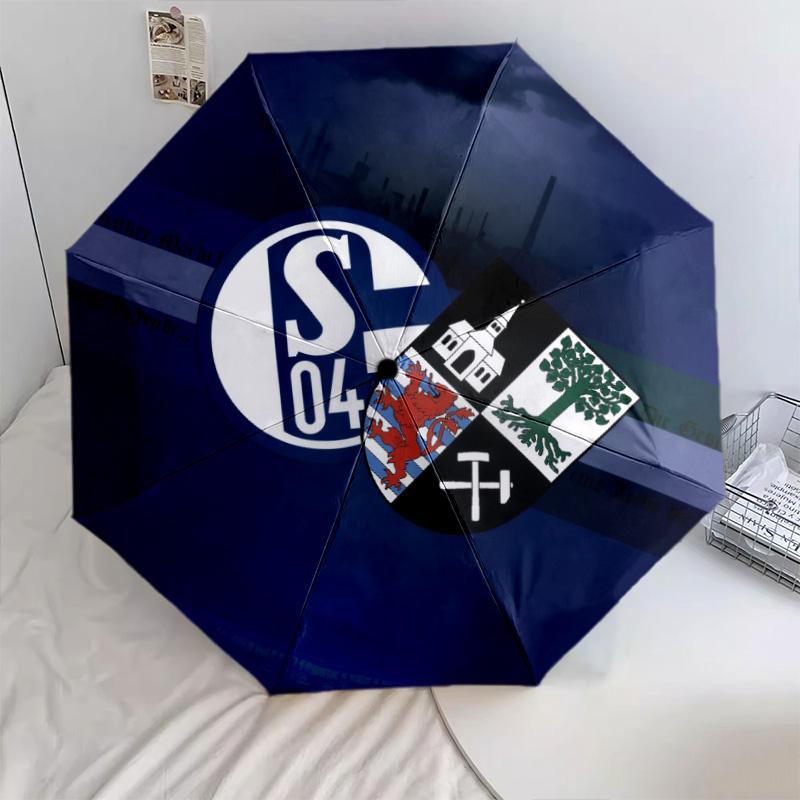 FC Schalke 04 Pattern, Automatic Folding Umbrella, Portable and Foldable Design, 8 Ribs, a Christmas or Birthday Gift.