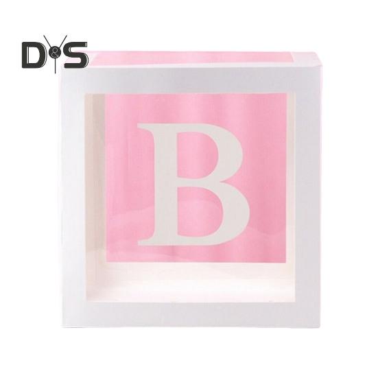 Balloon Box Reusable Clear Paper Box with Letter Stackable DIY Assembly 25 X 25cm Cube Box for Graduation Wedding Birthday Party Decor