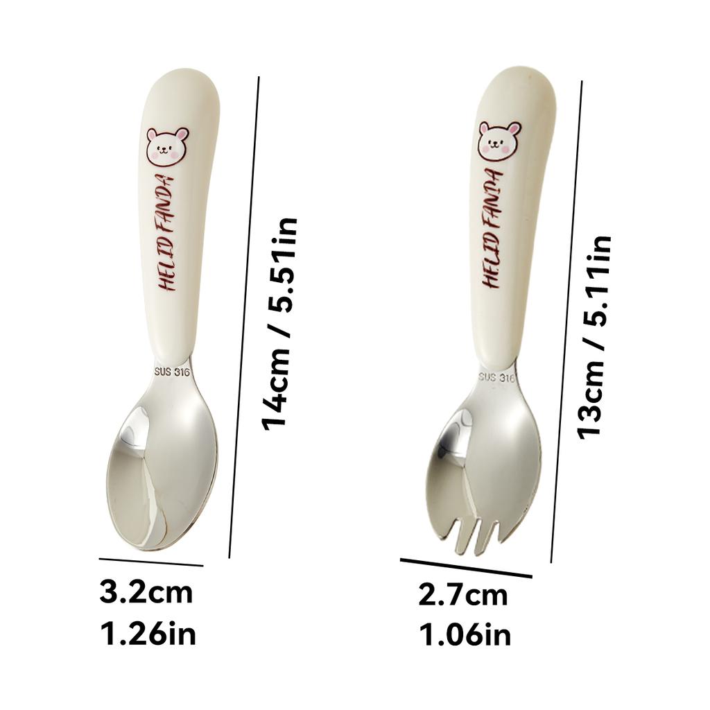 Tragbares Kindergeschirrset aus 316 Edelstahl, niedliches Fütterungsbesteck, Löffel, Gabel, Lernstäbchen, Kinderbesteck