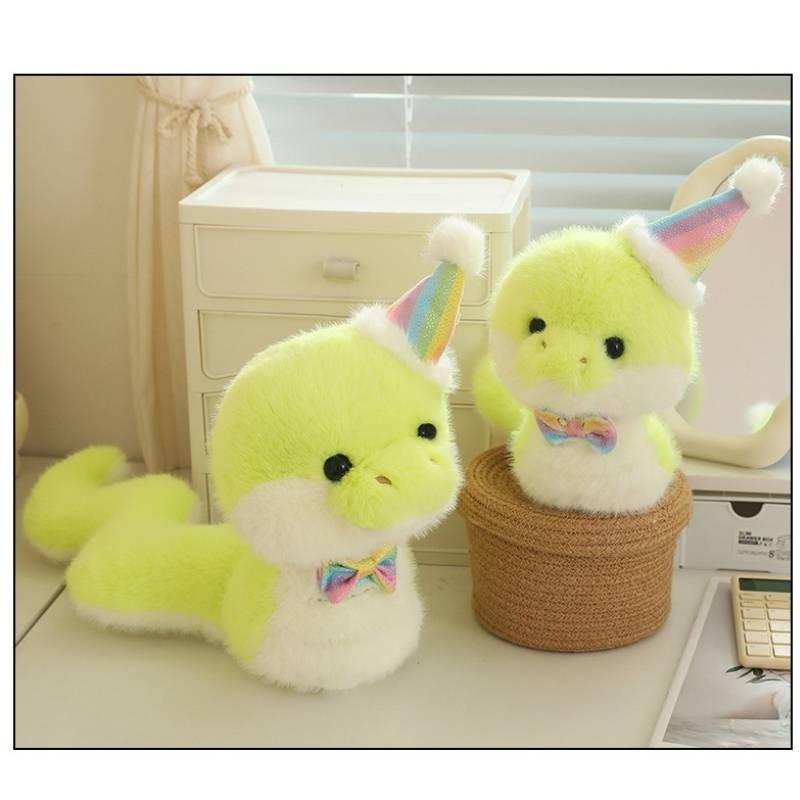 Birthday Snake Hat Animal Plush Toy Cartoon Stuffed Doll Room Gift Decoration