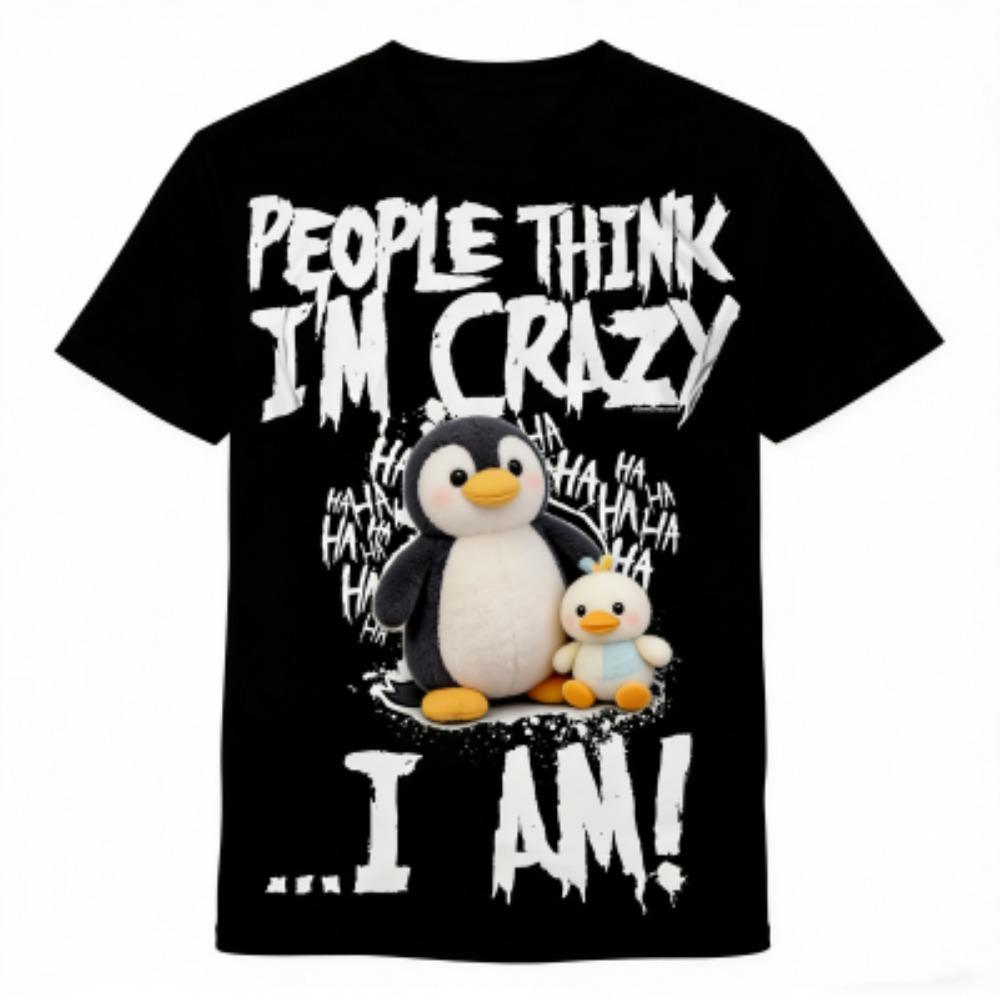 Fashion Men's T-shirt Penguin 3D Print Men's Short Sleeves T-Shirt Loose Casual Summer Outdoor Street Men's and Women's Tees Tops